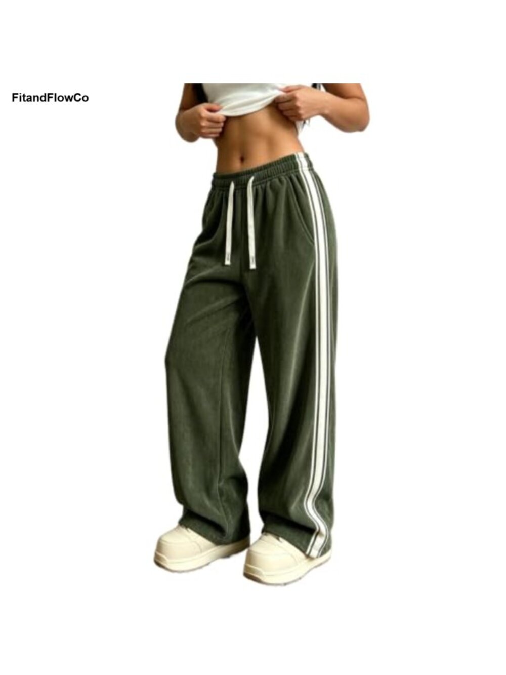 Wide Leg Corduroy Pants Loose Fit Baggy Straight Drawstring Sweatpants